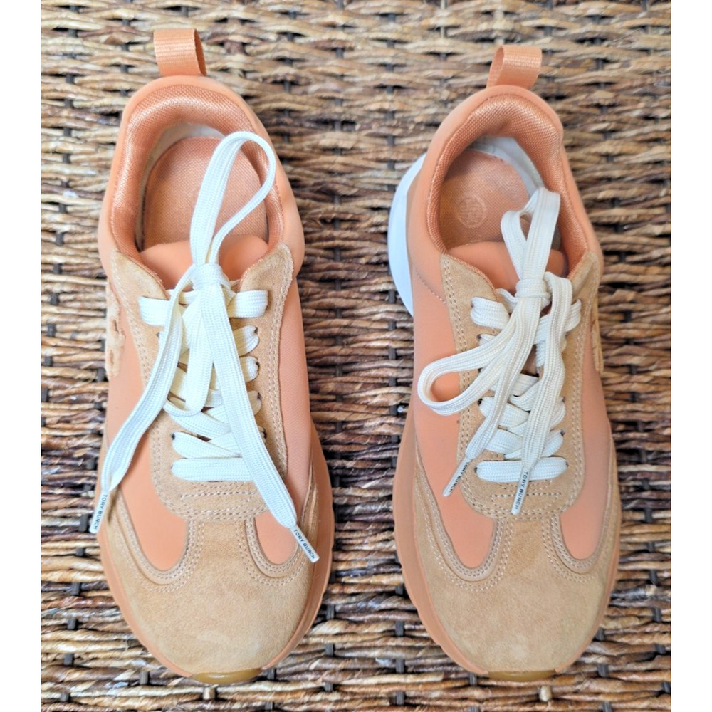 Tory Burch Good Luck Trainer Sneaker 6.5 Peach Parfait Platform Chunky Athleisur